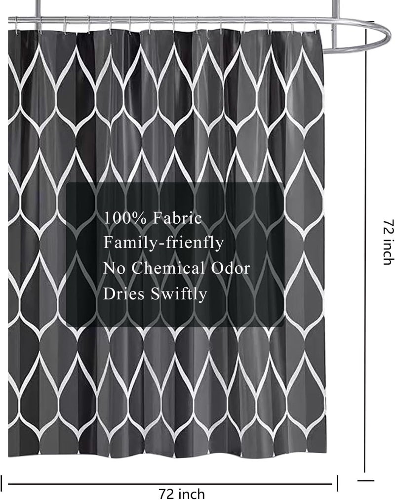 LLSCL Fabric Shower Curtain Liner with Magnets, Black Grid Waterproof Hotel Quality, 72 x 72 Machine Washable - Image 3